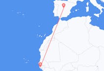 出发地 塞内加尔济金绍尔目的地 西班牙马德里的航班