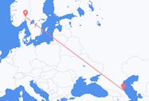Flyrejser fra Makhatjkala, Rusland til Oslo, Norge