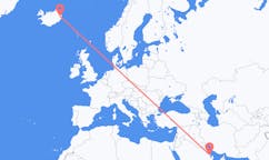 航班从沙特阿拉伯达曼市到埃伊尔斯塔济市，冰岛塞尔