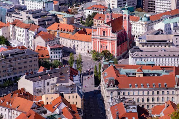 Slovenia, Top view of Prešeren Square
