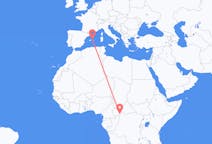 来自中非共和国出发地 班基目的地 西班牙Mahon的航班