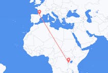 Flyg från Kigali, Rwanda till Lourdes (kommun i Brasilien, São Paulo, lat -20,94, long -50,24), Frankrike