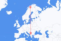 Flights from Ohrid in North Macedonia to Kiruna in Sweden