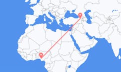 Flyreiser fra Benin by, Nigeria til Kars, Tyrkia