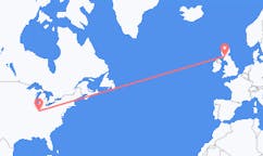 Flyg från Indianapolis, USA till Glasgow, Skottland