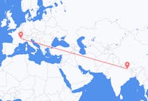 Flyreiser fra Katmandu, til Lyon