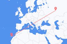 Flyreiser fra Las Palmas de Gran Canaria, Spania til Kazan, Russland