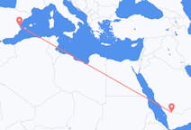 Flyreiser fra Najran, Saudi-Arabia til Valencia, Spania