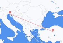 出发地 意大利出发地 的里雅斯特目的地 土耳其安卡拉的航班