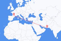 Flyg från Gwadar, Pakistan till Toulouse, Frankrike
