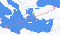 出发地 利比亚的黎波里目的地 土耳其托卡特的航班