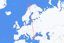 Lennot Izmiristä, Turkki Bardufossiin, Norja
