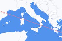 フランスのパウから、ギリシャのサントリーニ島までのフライト