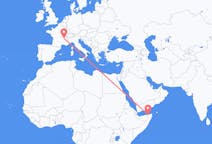 Flyrejser fra Boosaaso, Somalia til Lyon, Frankrig