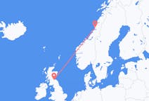 Fly fra Brønnøysund til Edinburgh