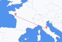 Vluchten van Perugia, Italië naar Nantes, Frankrijk