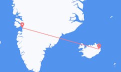 Flyg från staden Ilulissat, Grönland till staden Egilsstaðir, Island
