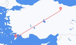 Flyg från Tokat, Turkiet till Rhodes, England, Grekland