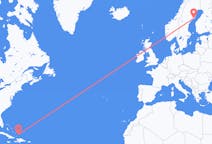 เที่ยวบิน จาก พรอวิเดนเซียเลส, หมู่เกาะเติกส์และหมู่เกาะเคคอส ไปยัง อูเมโอ, สวีเดน