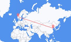 Vluchten van Yantai, China naar Sogndal, Noorwegen