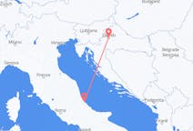 クロアチアのザグレブからから、イタリアのペスカーラまでのフライト