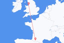 Flyg från Liverpool, England till Lourdes (kommun i Brasilien, São Paulo, lat -20,94, long -50,24), Frankrike