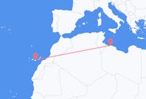 出发地 利比亚出发地 的黎波里目的地 西班牙Las Palmas de Gran Canaria的航班