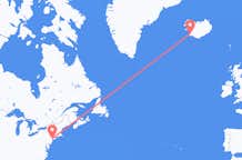 米国のニューヨークから、アイスランドのレイキャビク行きフライト