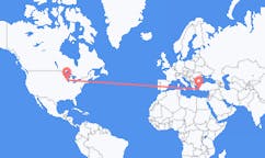 Flyreiser fra Milwaukee, USA til Bodrum, Tyrkia