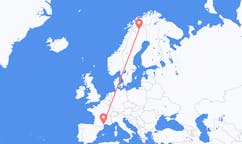 Fly fra Kiruna til Béziers