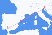 Vluchten van Triëst, Italië naar Sevilla, Spanje