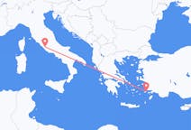 イタリアのローマからから、ギリシャのコス島までのフライト