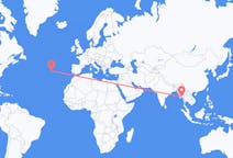Flyg från Rangoon, Myanmar (Burma) till Horta, Azorerna, Portugal
