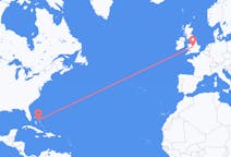 Flyreiser fra Nord Eleuthera, Bahamas til Birmingham, England