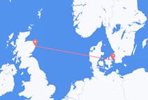 Vluchten van Kopenhagen, Denemarken naar Aberdeen, Schotland
