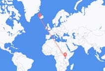 Flyreiser fra Entebbe, Uganda til Reykjavík, Island