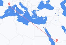 出发地 沙特阿拉伯出发地 奈季蘭目的地 法国蒙彼利埃的航班