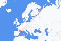Fly fra Arkhangelsk til Barcelona