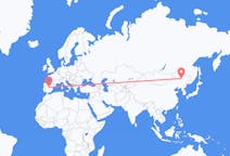 Flyrejser fra Daqing, Kina til Madrid, Spanien
