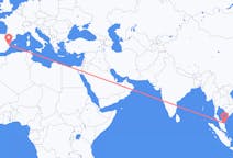 Flyrejser fra Kuala Terengganu, Malaysia til Valencia, Spanien