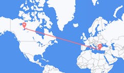 Flights from Yellowknife, Canada to Kalymnos, Greece