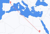 Flyg från Khartoum, Sudan till Lourdes (kommun i Brasilien, São Paulo, lat -20,94, long -50,24), Frankrike