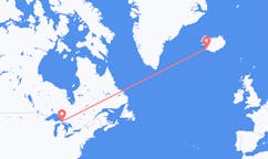 航班从美国苏圣玛丽市到雷克雅维克市，冰岛塞尔