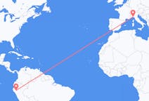 Flyreiser fra Jaen, Peru til Genova, Italia