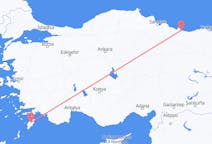 Vluchten van Ordu, Turkije naar Rhodos, Griekenland