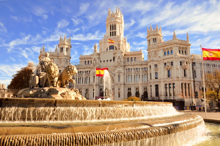 Photo of the famous Cibeles fountain in Madrid, Spain.