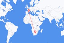 Flyreiser fra Kimberley, Nordkapp, Sør-Afrika til Barcelona, Spania