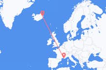 フランスのマルセイユから、アイスランドのエギルスタジルまでのフライト