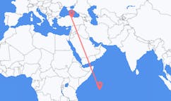 Flyrejser fra Mahé (Indien), Seychellerne til Tokat, Tyrkiet