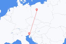 Vluchten uit Poznań, Polen naar Triëst, Italië